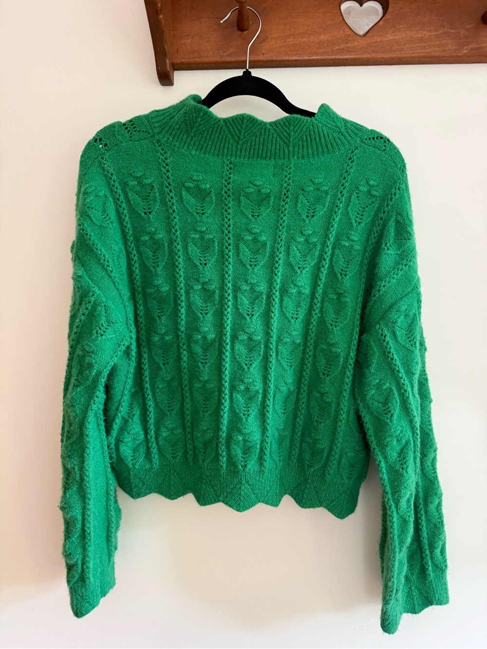 Cider Emerald Green Cable Knit Crewneck Sweater